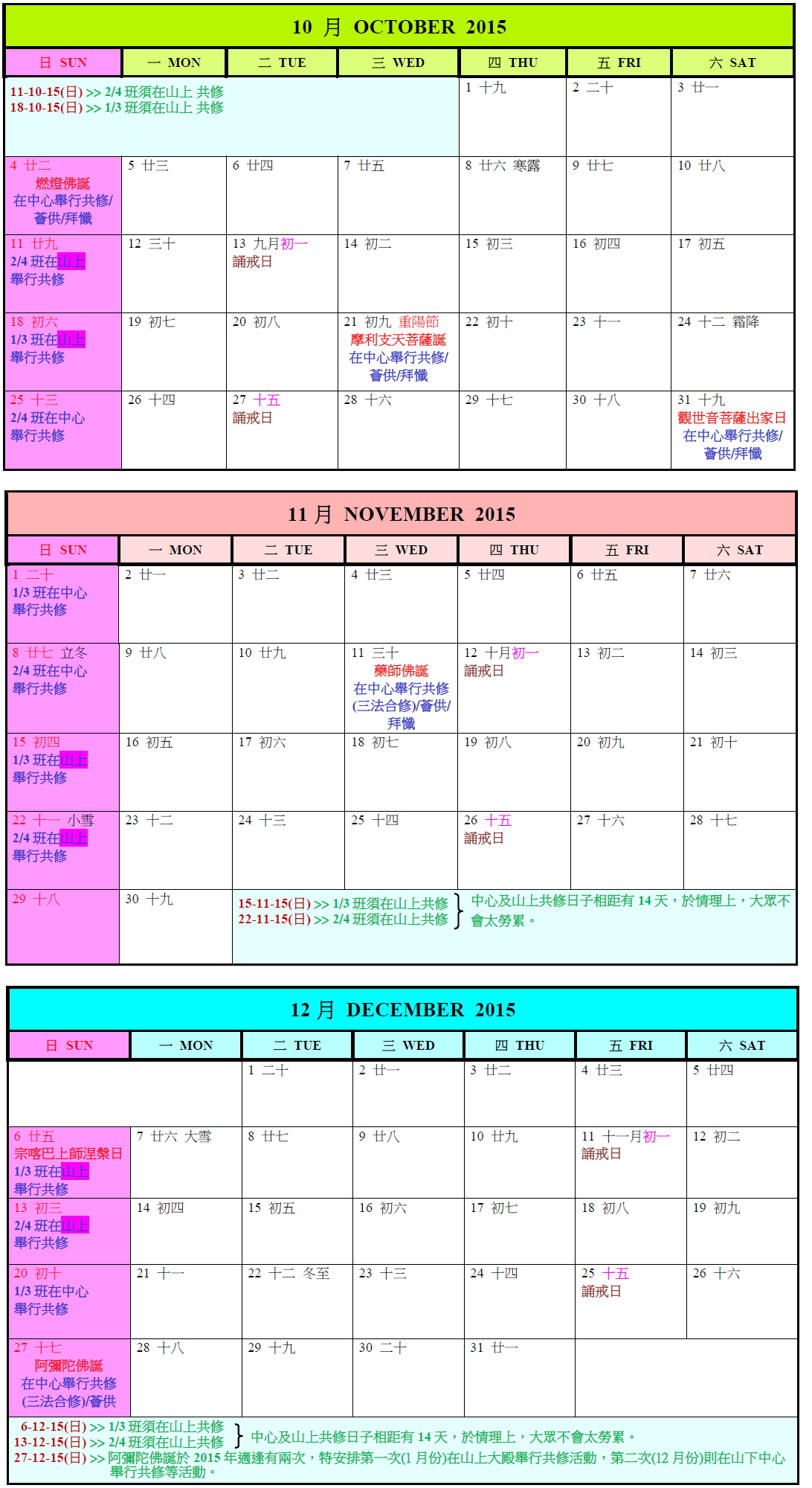 uphill cultivation calender-2015 Oct-Dec